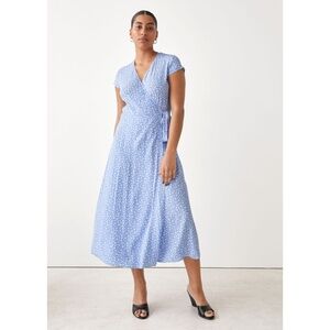 & Other Stories Blue Floral Wrap Dress 4